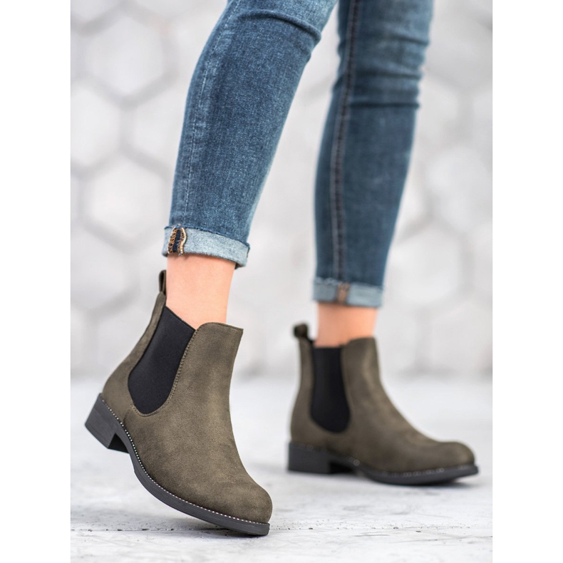 SDS Chelsea-Boots mit Kristallen grün 2