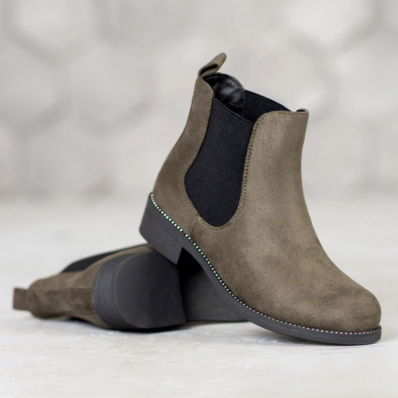 SDS Chelsea-Boots mit Kristallen grün 1