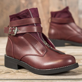 SHELOVET Burgunder Stiefel mit Reißverschluss rot 2