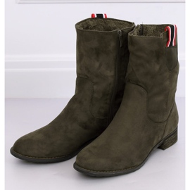 Grüne flache Stiefel für Damen 99-110 Olive 1