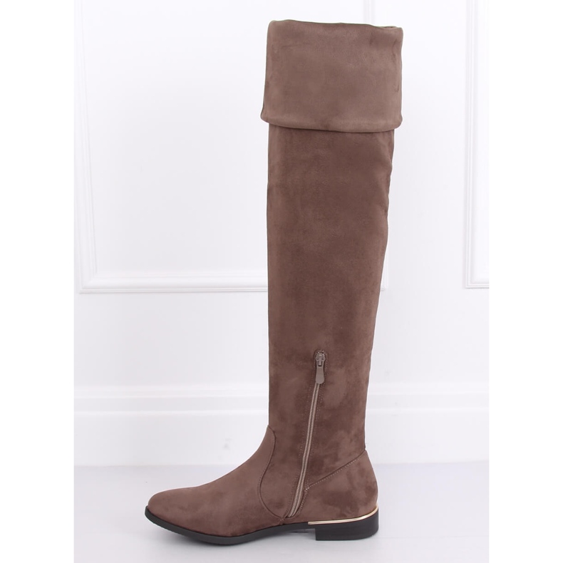 Overknee-Stiefel mit flachem Absatz beige 0-76 Kaki 2