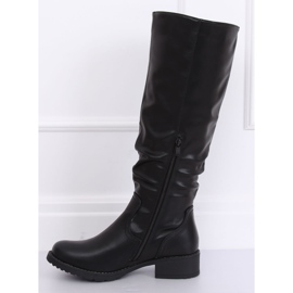 Flache Damenstiefel schwarz 1084-PG Schwarz 1