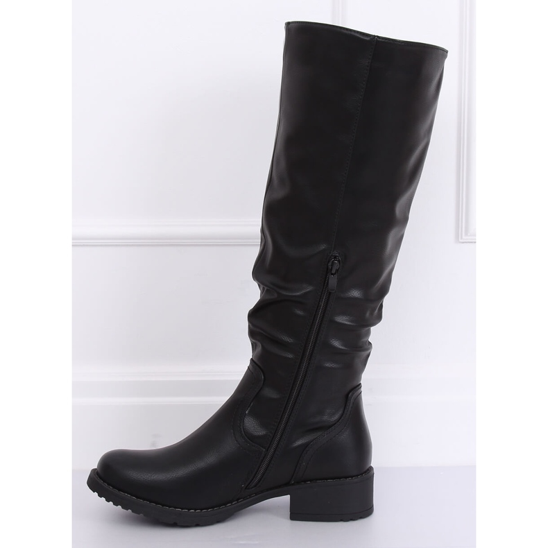 Flache Damenstiefel schwarz 1084-PG Schwarz 1