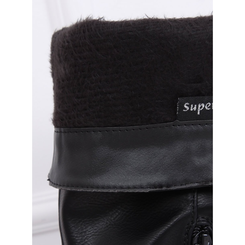 Flache Damenstiefel schwarz 1084-PG Schwarz 2