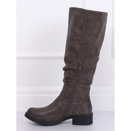 Graue flache Stiefel für Damen 1084-PG Grau 1