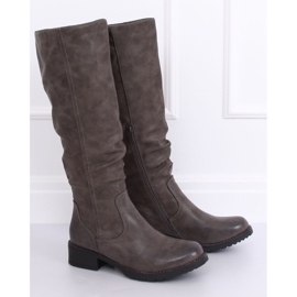 Graue flache Stiefel für Damen 1084-PG Grau 2