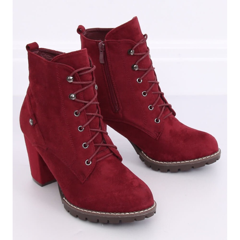 Hochhackige Schnürstiefel 7081 Wine rot 1