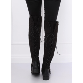 Overknee-Stiefel mit flachem Absatz schwarz 688-3 Black 1