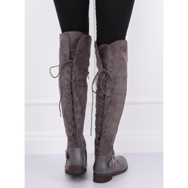 Overknee-Stiefel mit flachem Absatz grau 688-3 Grau 1