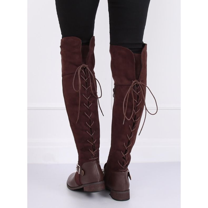 Overknee-Stiefel mit flachem Absatz braun 688-3 Braun 1