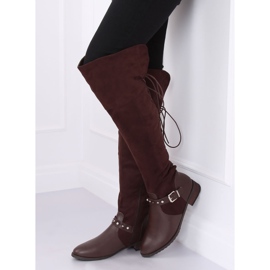 Overknee-Stiefel mit flachem Absatz braun 688-3 Braun 2