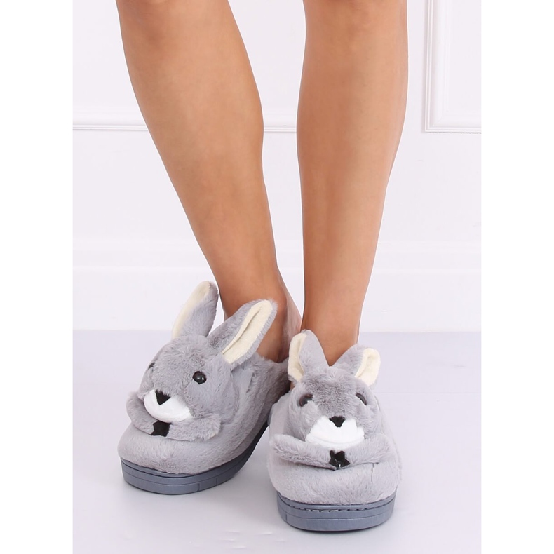 Graue Hausschuhe Hasen grau MA17 Grau 1