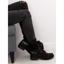 Schwarze Stiefel mit Schnürung schwarz 17103-2 Schwarz II Qualität 1