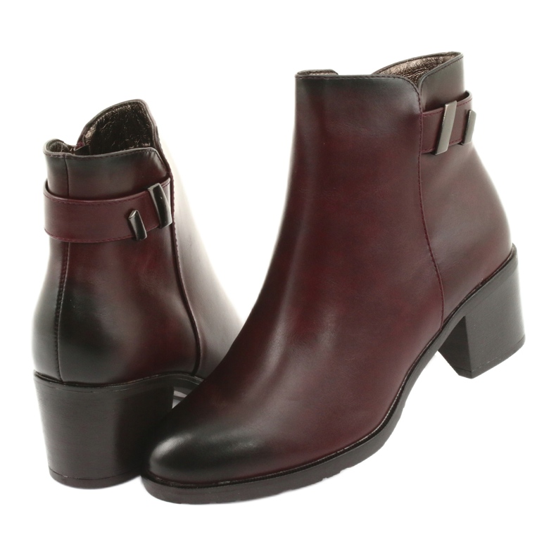 M.Daszyński Stiefel am Reißverschluss isoliert Daszyński SA153 weinrot mehrfarbig 4