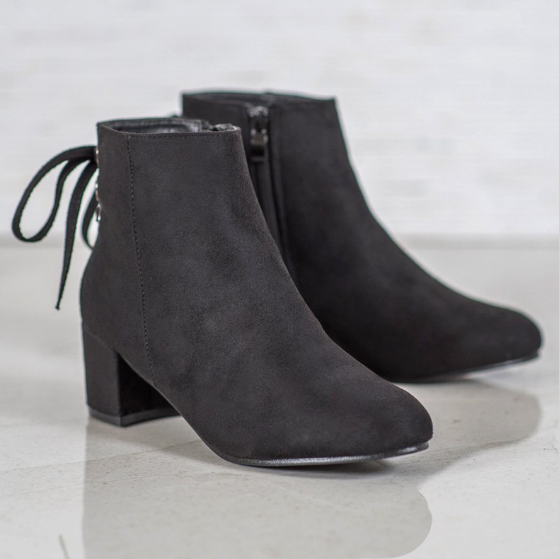 Forever Folie Wildlederstiefeletten mit Schleife schwarz 1