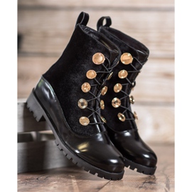 Seastar Veloursstiefel mit Rippstrick schwarz 1