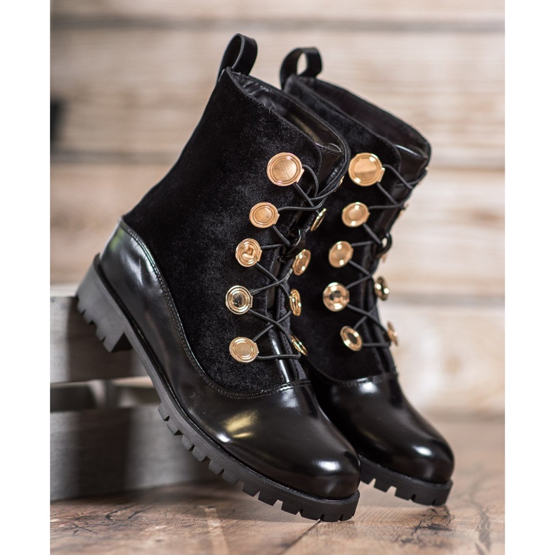 Seastar Veloursstiefel mit Rippstrick schwarz 1