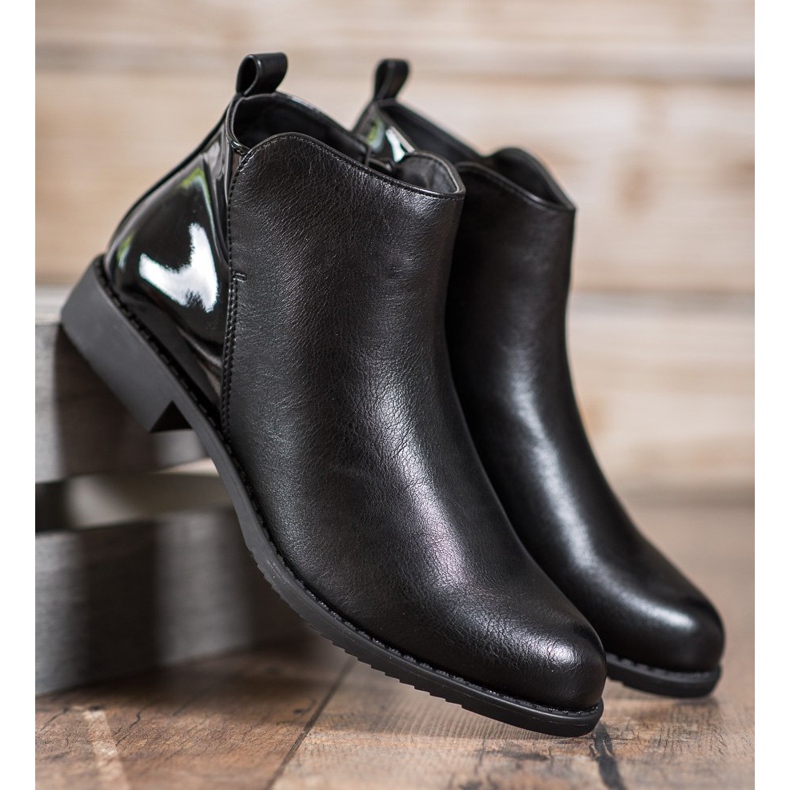 J. Star Stiefel mit flachem Absatz schwarz 1