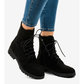 Schwarze Wildleder-Schnürstiefel C-7192 2