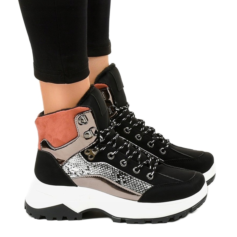 Schwarze Damen-Sneaker mit Isolierung F-19208-1 mehrfarbig 1