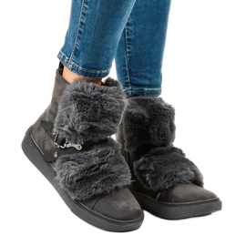 Graue isolierte Stiefel aus Wildleder GF-QB08 1