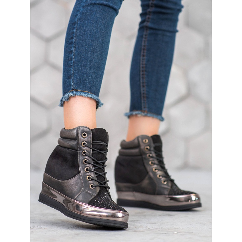 Sergio Leone Sneakers mit Kristallen schwarz 1