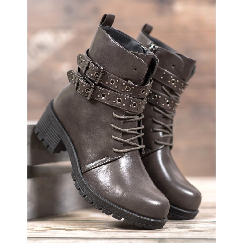 SHELOVET Geschnürte Arbeiter grau 1