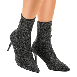 Stiefeletten in Schwarz und Silber LL-103P grau 1