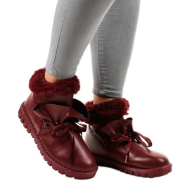 Warme burgunderrote Sneakers mit Reißverschluss 428-6 1