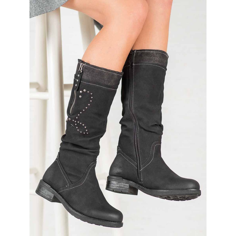 SHELOVET Flache Stiefel schwarz 2