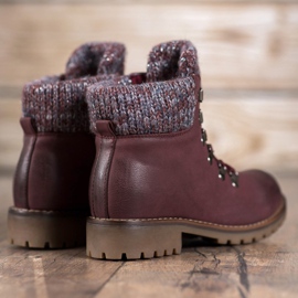 SHELOVET Burgunderrote Schnürstiefel 1