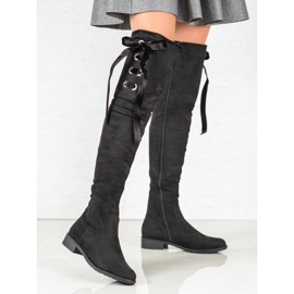 Ideal Shoes Overknee-Stiefel mit Schleife schwarz 1