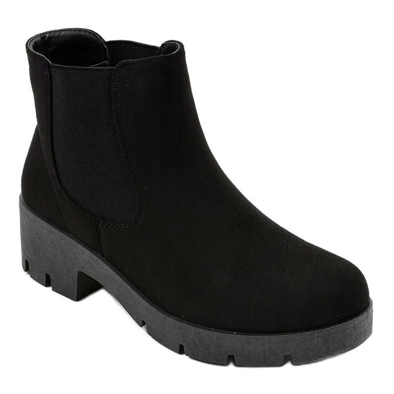 Schwarze Stiefeletten mit hohem Absatz und Gummizug 9996-6 1