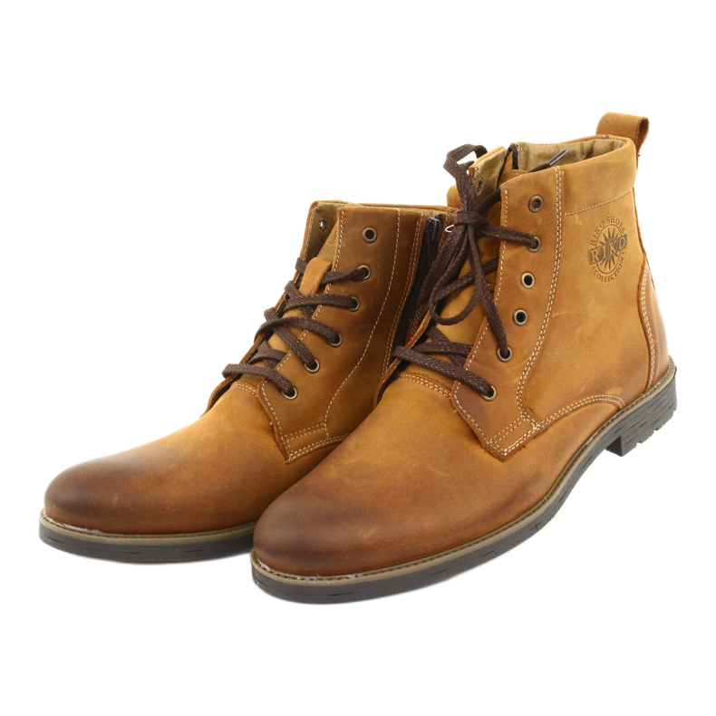 Hochhackige Stiefeletten am Riko 884 Crazy Sunny Zipper braun gelb 3