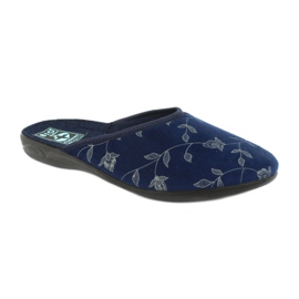Hausschuhe Velours Adanex 18112 marineblau schwarz 1