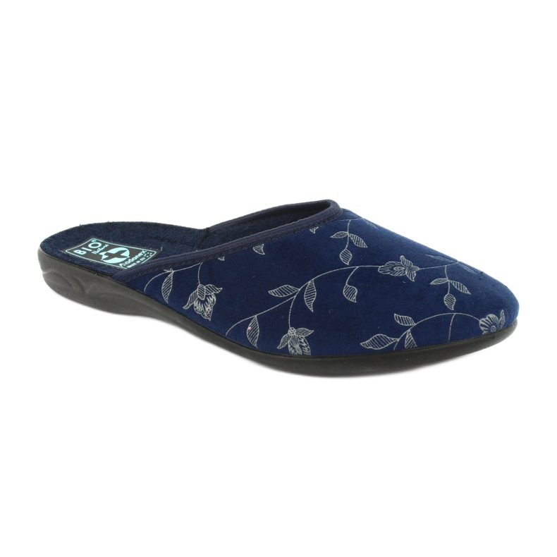 Hausschuhe Velours Adanex 18112 marineblau schwarz navy blau 1