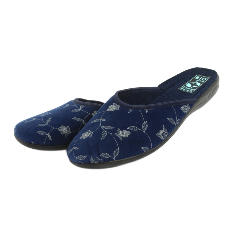 Hausschuhe Velours Adanex 18112 marineblau schwarz 3