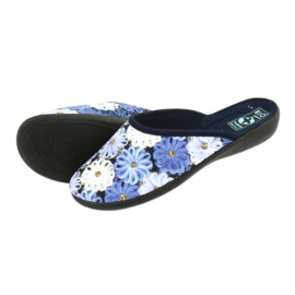 Hausschuhe 3D Blumen Adanex 24192 marineblau weiß gelb 4