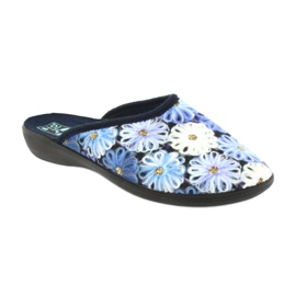 Hausschuhe 3D Blumen Adanex 24192 marineblau weiß navy blau gelb 1