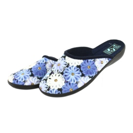 Hausschuhe 3D Blumen Adanex 24192 marineblau weiß navy blau gelb 3