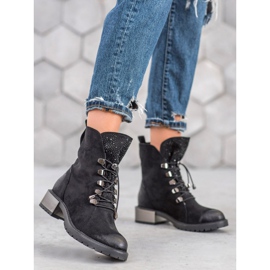 Goodin Wildlederstiefeletten mit Rippstrick schwarz 2