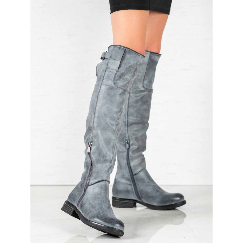 Forever Folie Öko-Lederstiefel blau 2