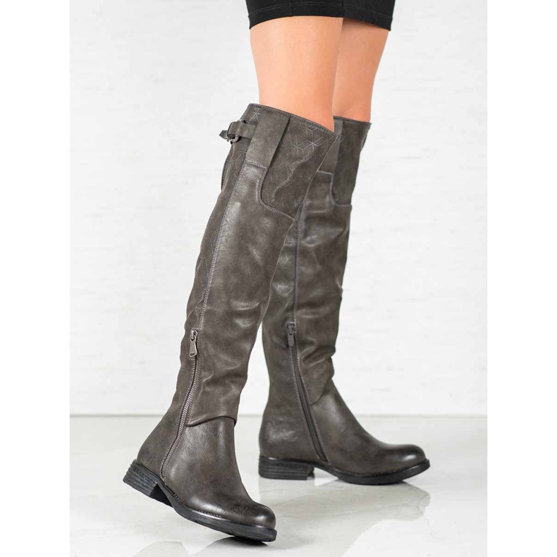 Forever Folie Öko-Lederstiefel grau 2