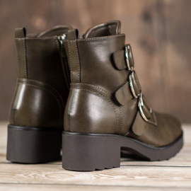 Queentina Olive Booties auf der Plattform grün 2