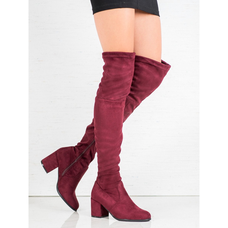 Ideal Shoes Overknee-Stiefel aus Wildleder rot 2