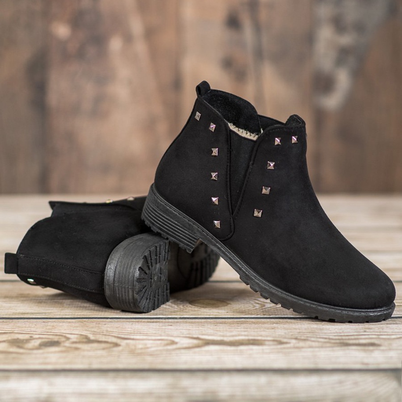 SHELOVET Stiefel mit Nieten schwarz grün 1