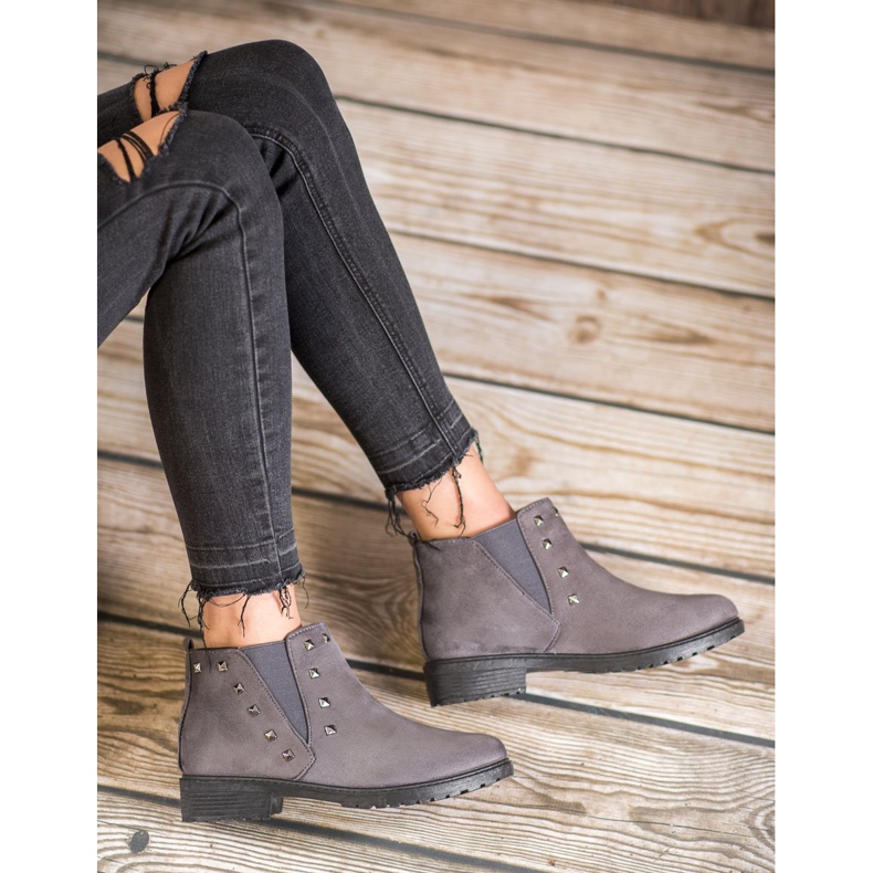 SHELOVET Stiefel mit Nieten grau 1