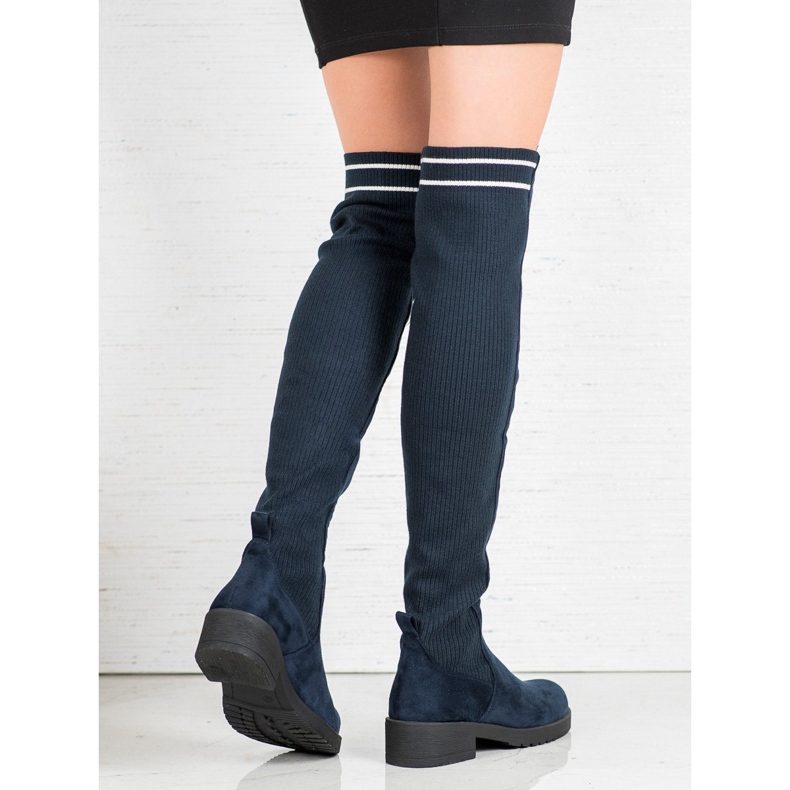Ideal Shoes Stiefel aus Wildleder zum Hineinschlüpfen marineblau 1