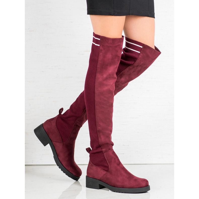 Ideal Shoes Stiefel aus Wildleder zum Hineinschlüpfen rot 1