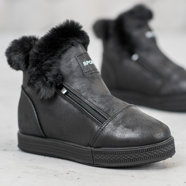 SHELOVET Sportstiefel mit Fell schwarz 2
